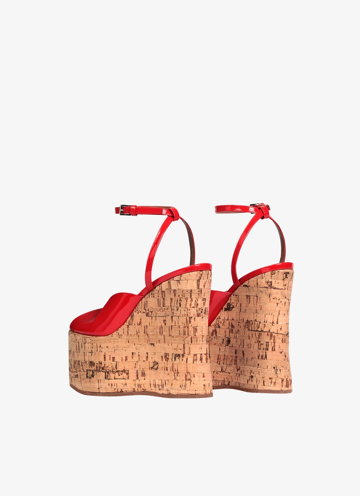 WEDGE PEEP TOE SANDALS IN patent LAMBSKIN ALAÏA RED WEDGE PEEP TOE SANDALS IN PATENT LAMBSKIN